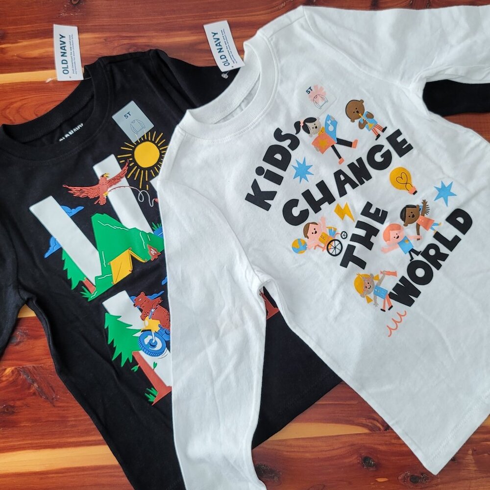 Two adorable Old Navy Child's long sleeve tee shirts in size 5T